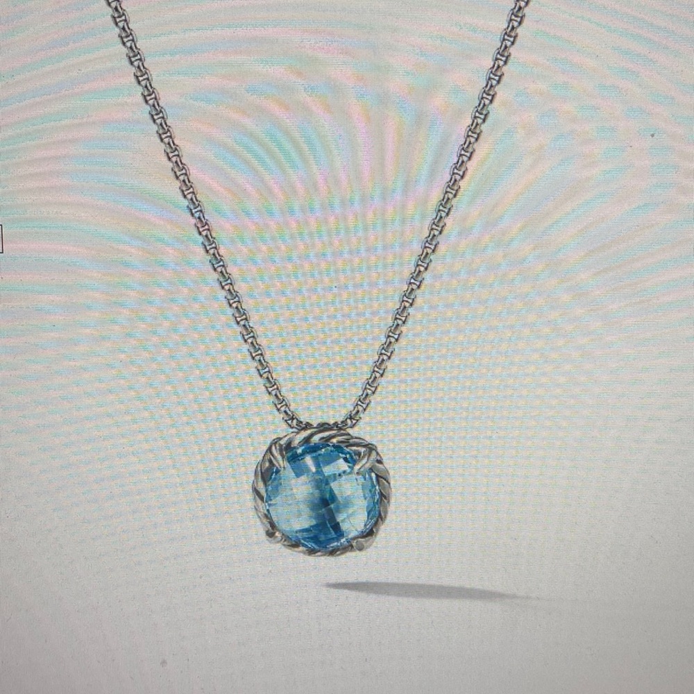 David Yurman Petite Chatelaine Necklace in Sterling Silver with Blue Topaz